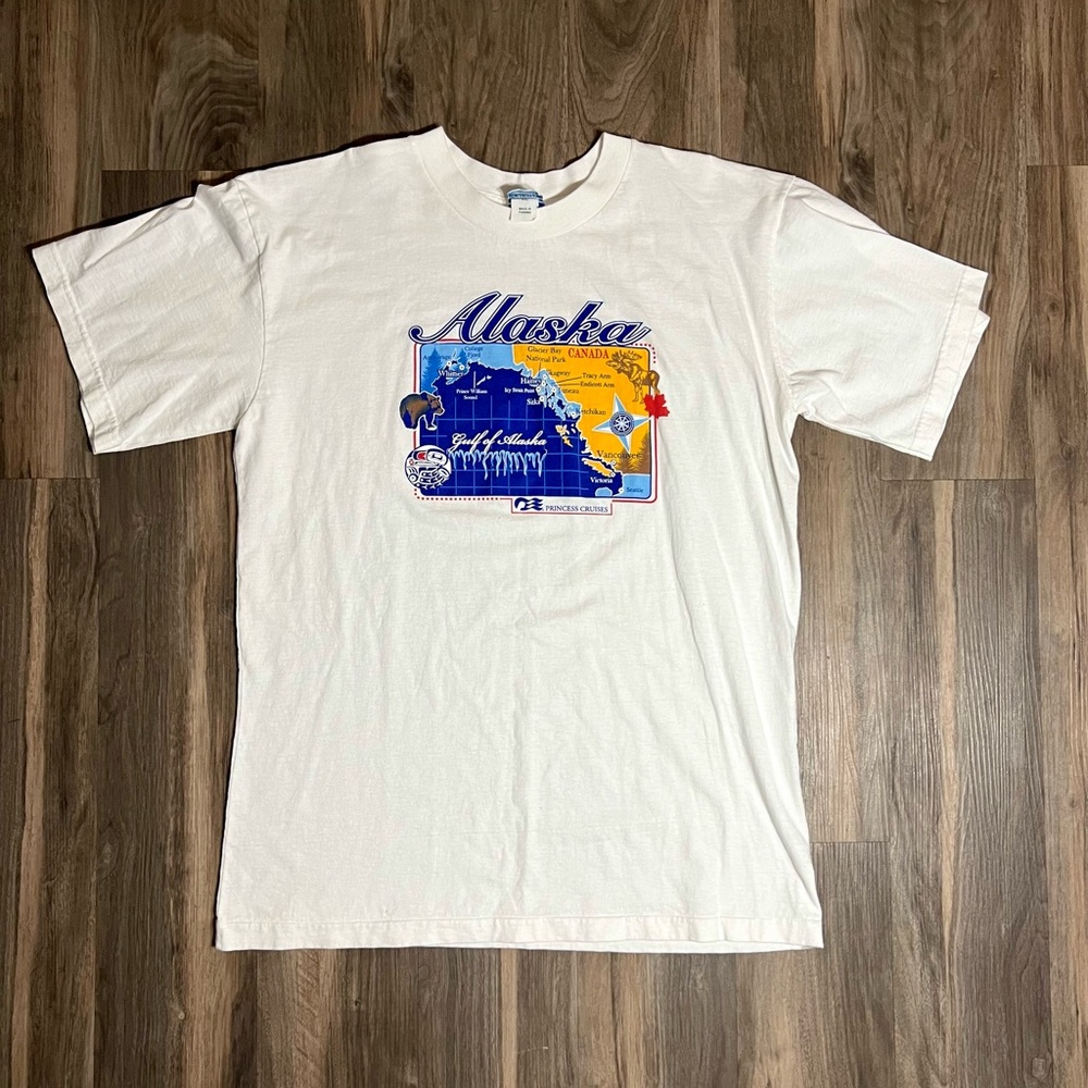 Vintage Alaska Coast Single Stitch Graphic T-Shirt Size XXL Short Sleeve Y2K